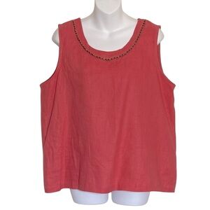 Hot Cotton By Marc Ware Linen Women's Sleeveless Red Top Size Large